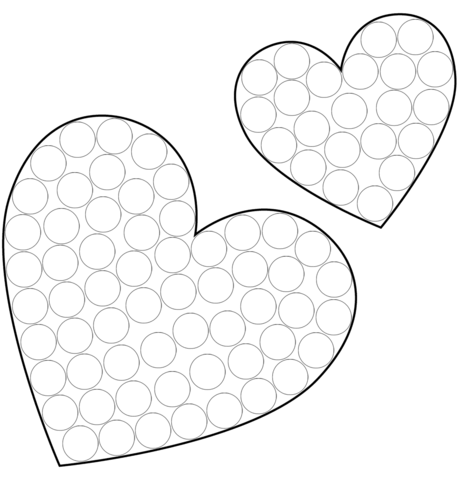 Two Hearts Dot Art Coloring Page